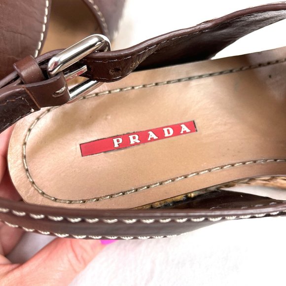 Authentic Prada Wicker Wedge Sandals 39,5 - Picture 3 of 10